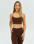 DUNIQ ONE STRAP SPORTS BRA - CHESTNUT BROWN - SQOON