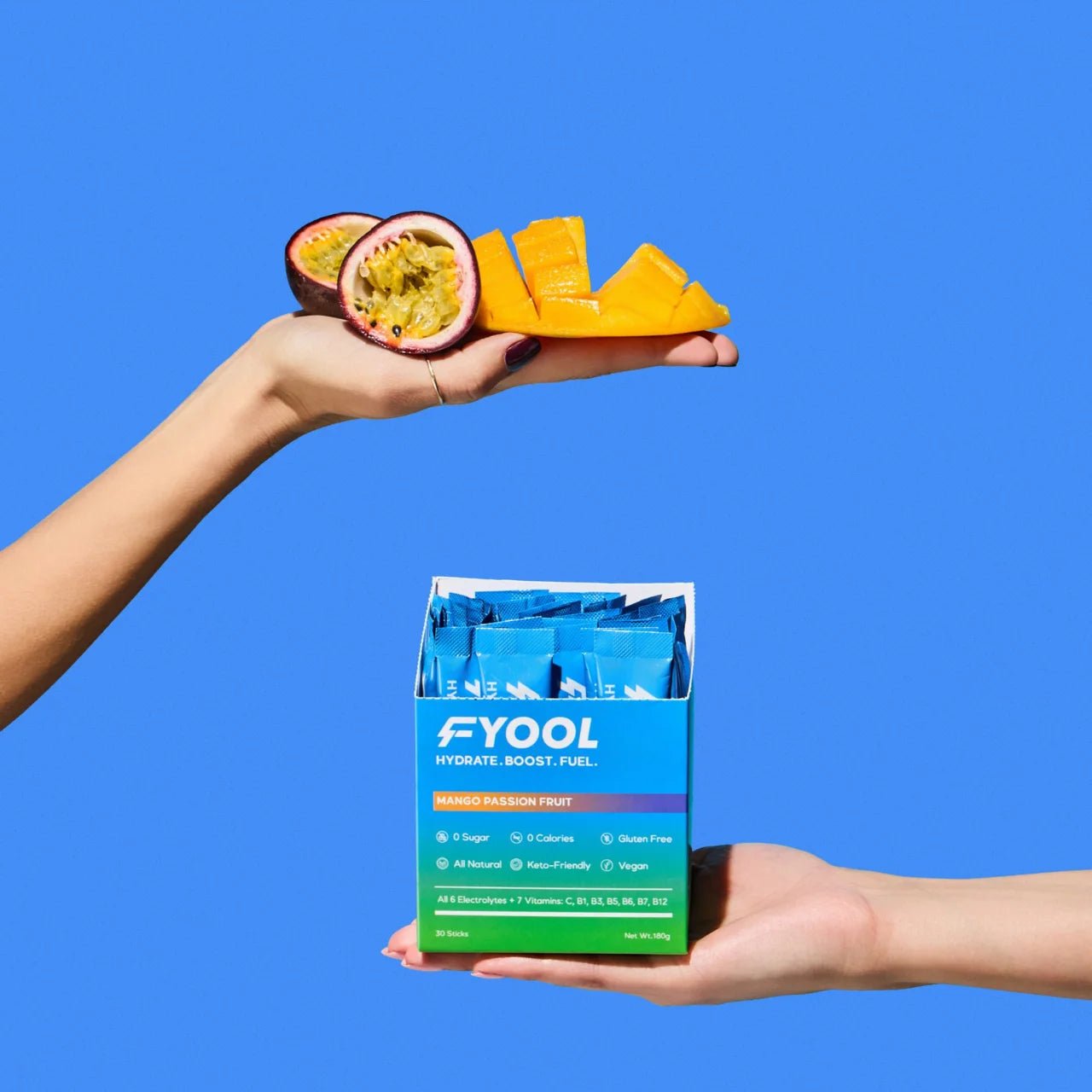 FYOOL ELECTROLYTE DRINK - MANGO PASSION FRUIT (30 Sticks) - SQOON