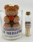 LE MEILLEUR BROWN TEDDY IN A JAR SCENTED CANDLE WITH MATCHES - SQOON