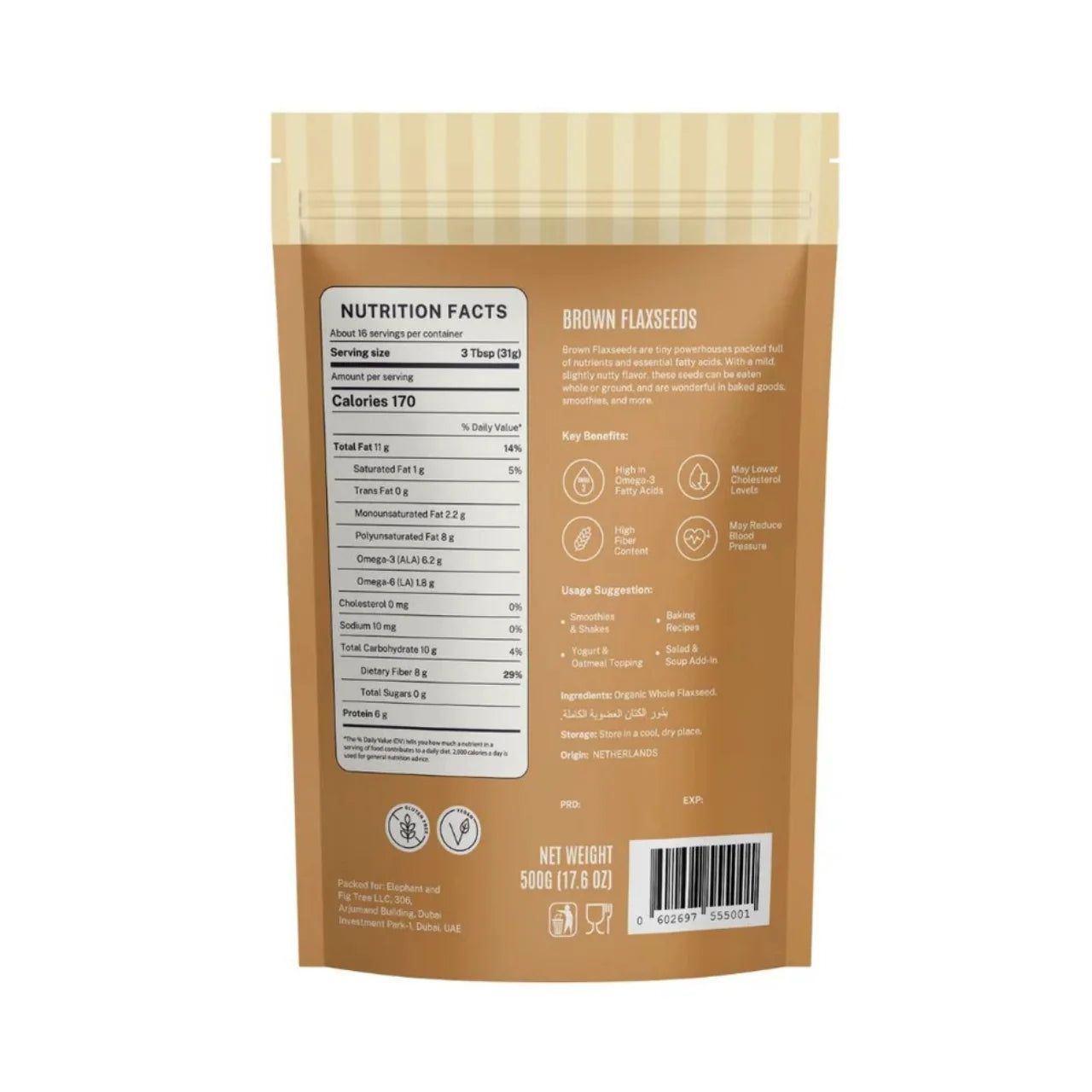 ELEPHANT &amp; FIG TREE BROWN FLAXSEEDS (500g)