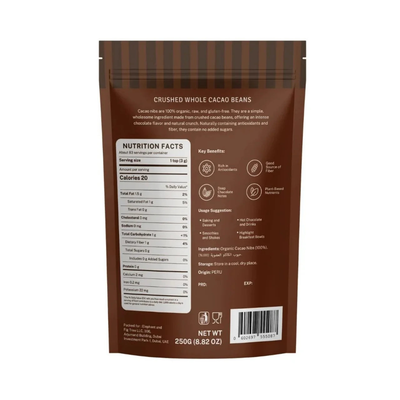 ELEPHANT &amp; FIG TREE ORGANIC CACAO NIBS (250g)