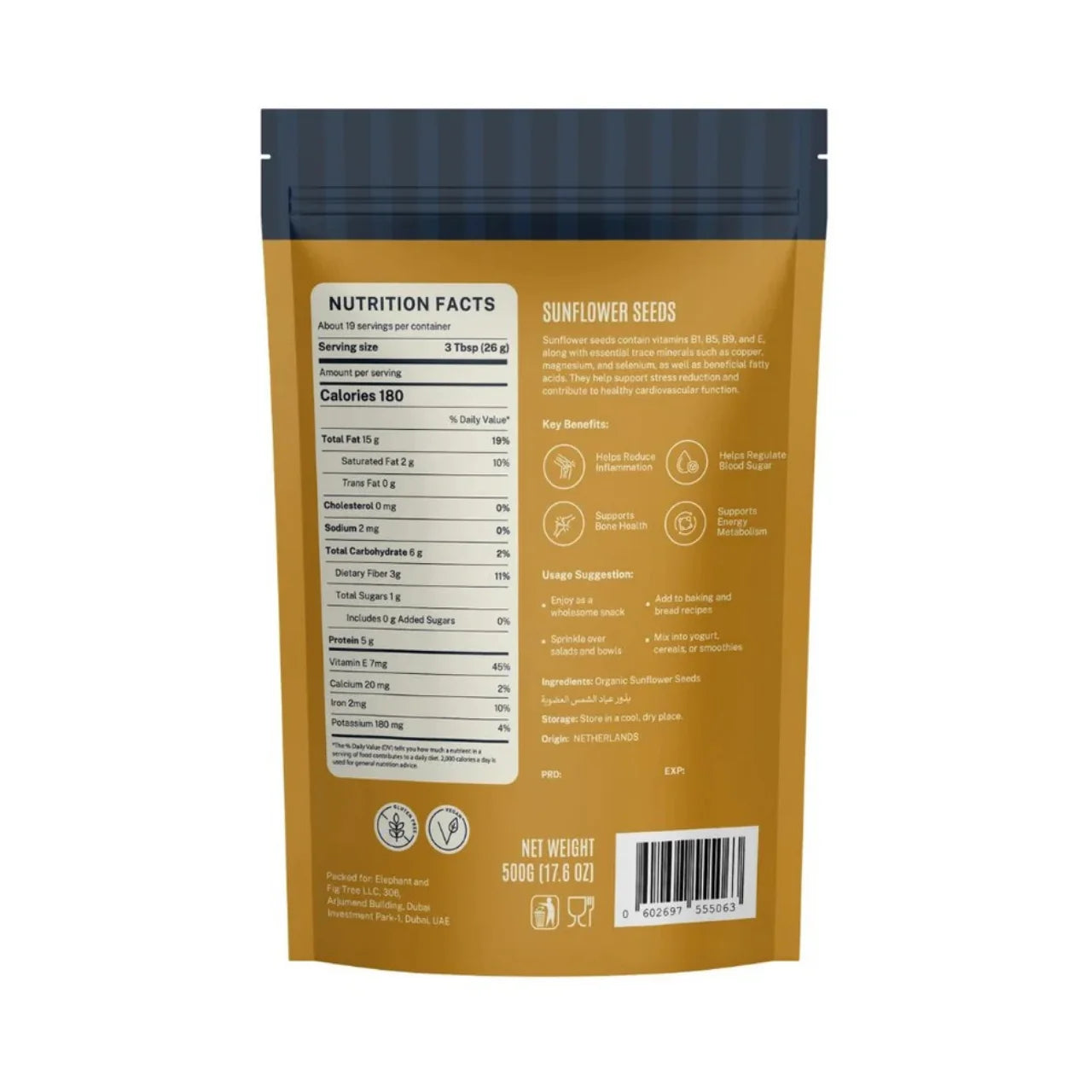 ELEPHANT &amp; FIG TREE SUNFLOWER SEED KERNELS (500g)