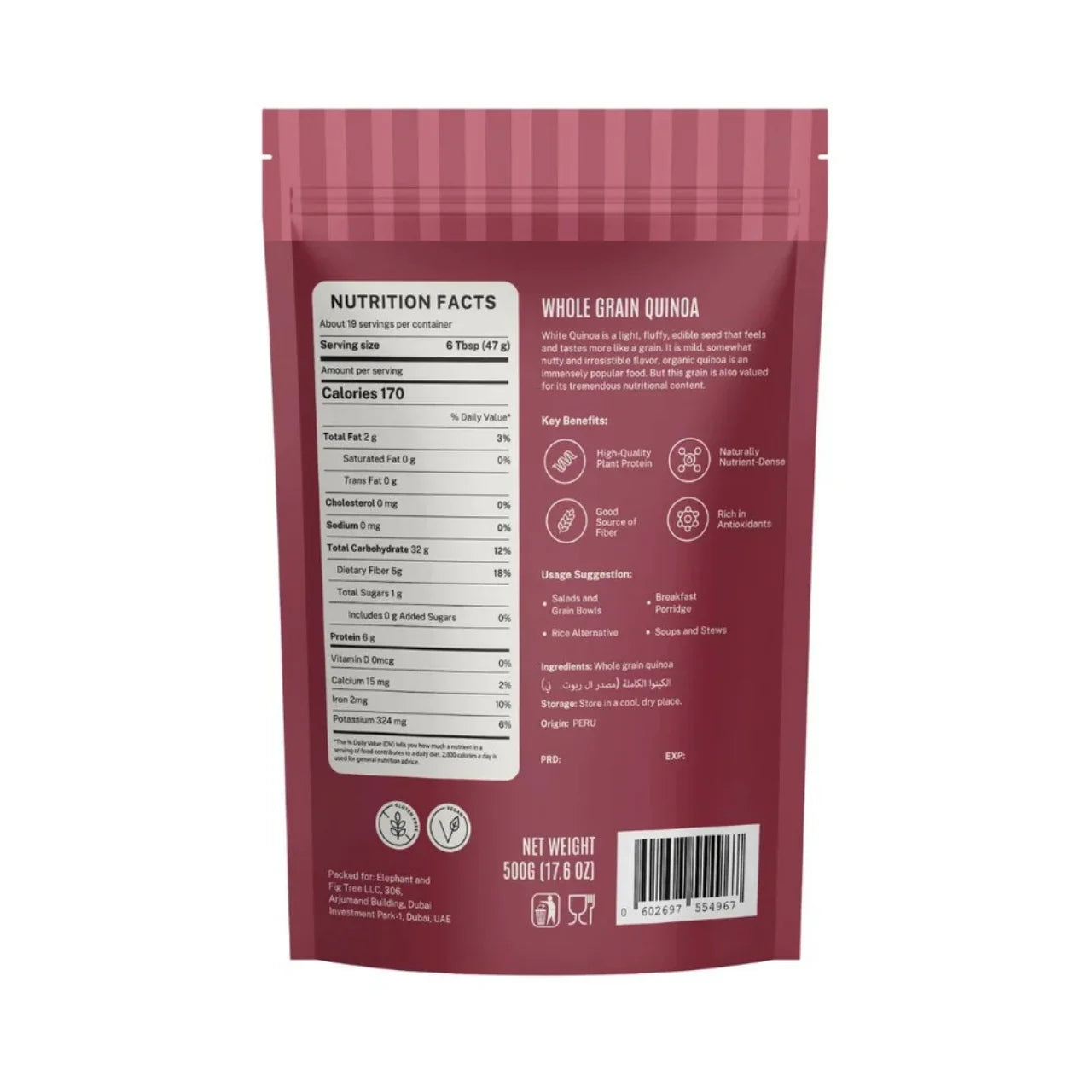 ELEPHANT &amp; FIG TREE WHOLE GRAIN WHITE QUINOA (500g)
