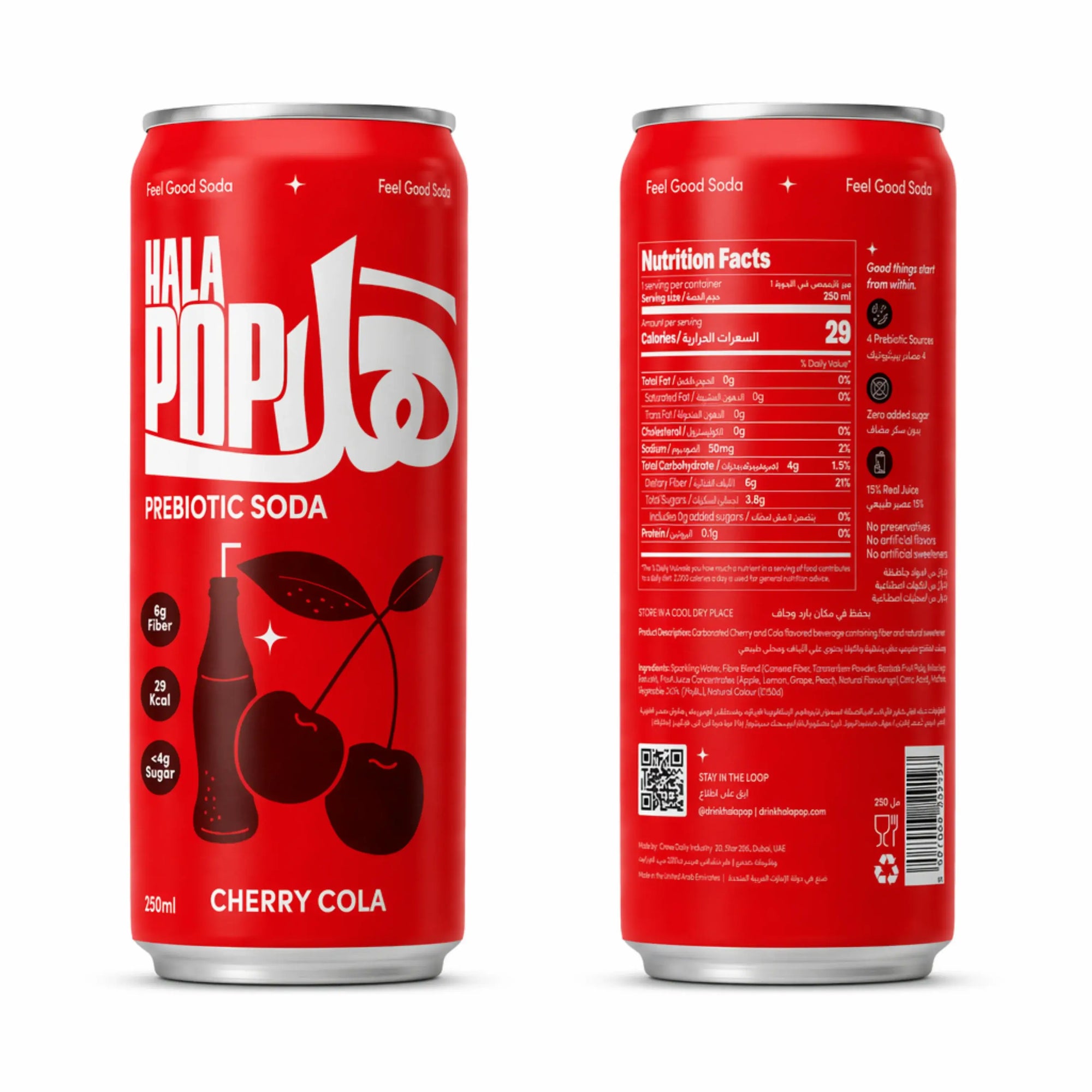 HALAPOP PREBIOTIC SODA - CHERRY COLA (4x 250ml PACK)