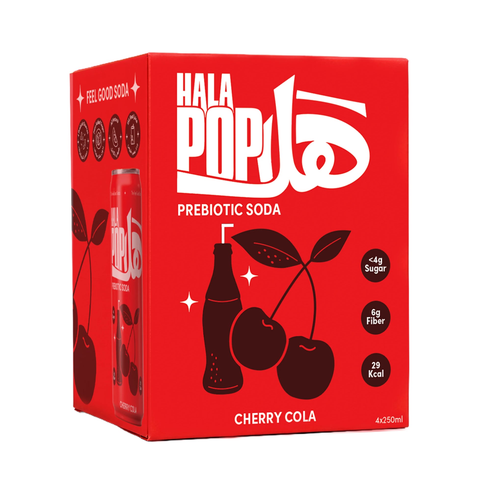 HALAPOP PREBIOTIC SODA - CHERRY COLA (4x 250ml PACK)