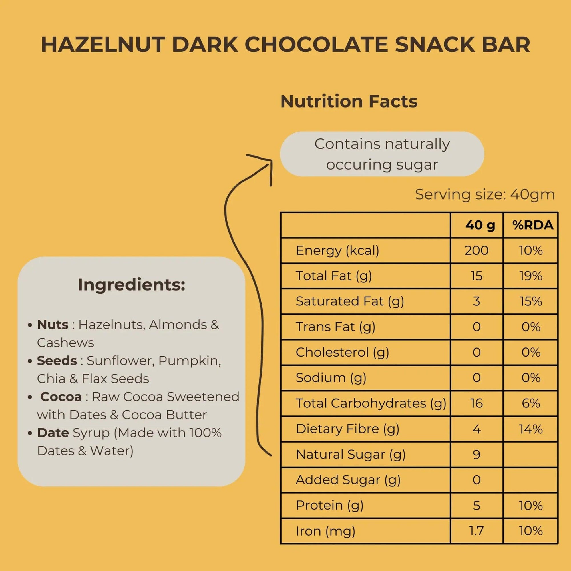 NOTHING SILLY HAZELNUT DARK CHOCOLATE SNACK BAR