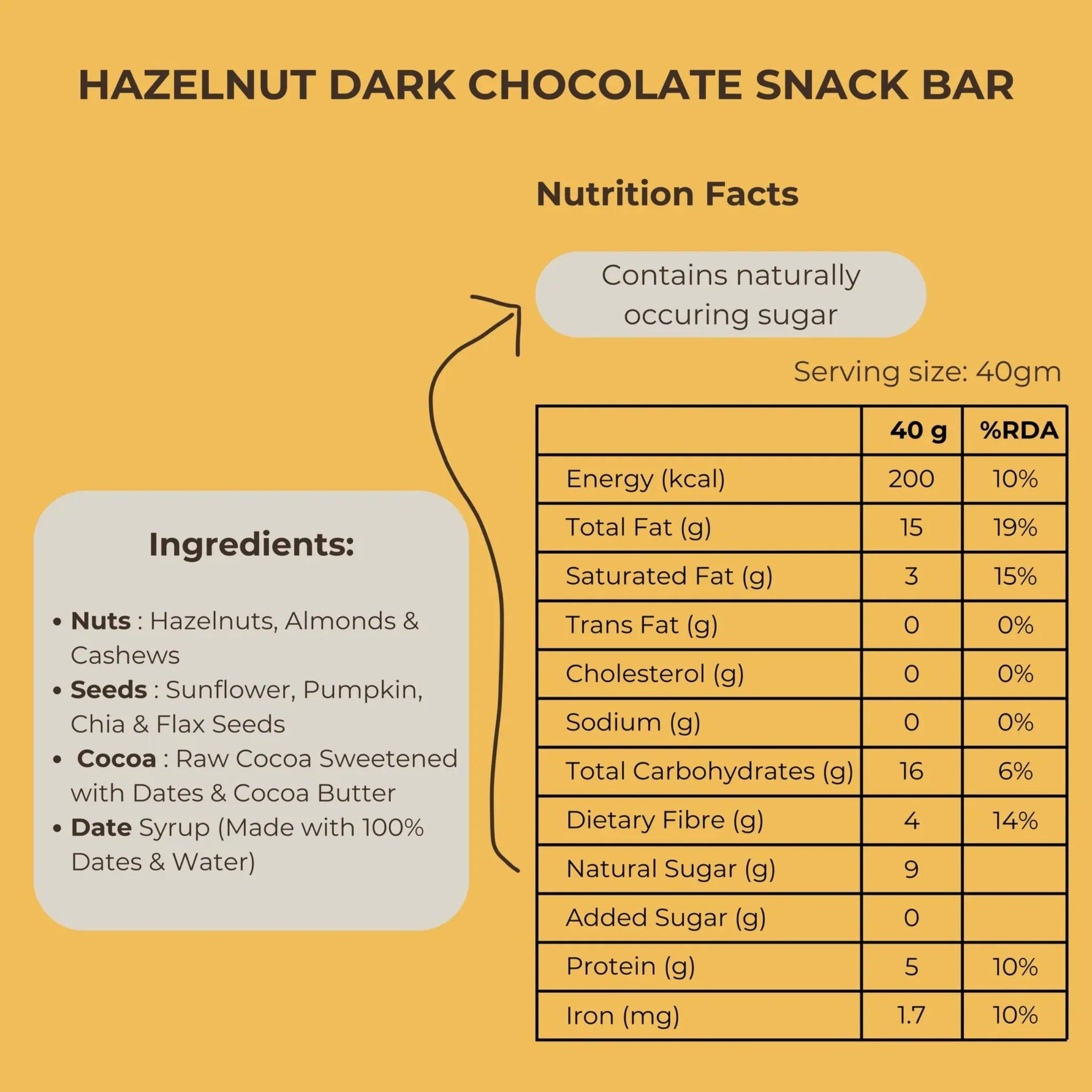 NOTHING SILLY HAZELNUT DARK CHOCOLATE SNACK BAR