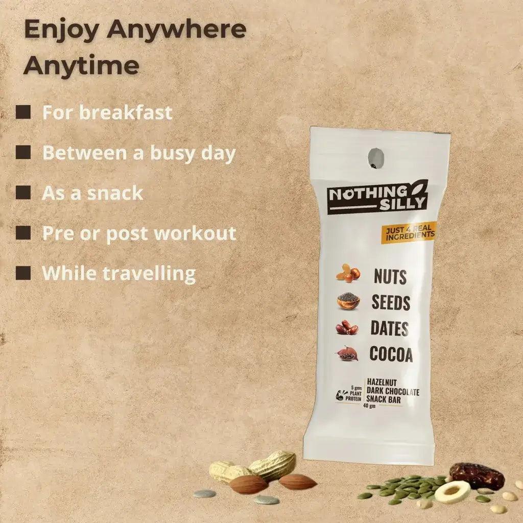 NOTHING SILLY HAZELNUT DARK CHOCOLATE SNACK BAR