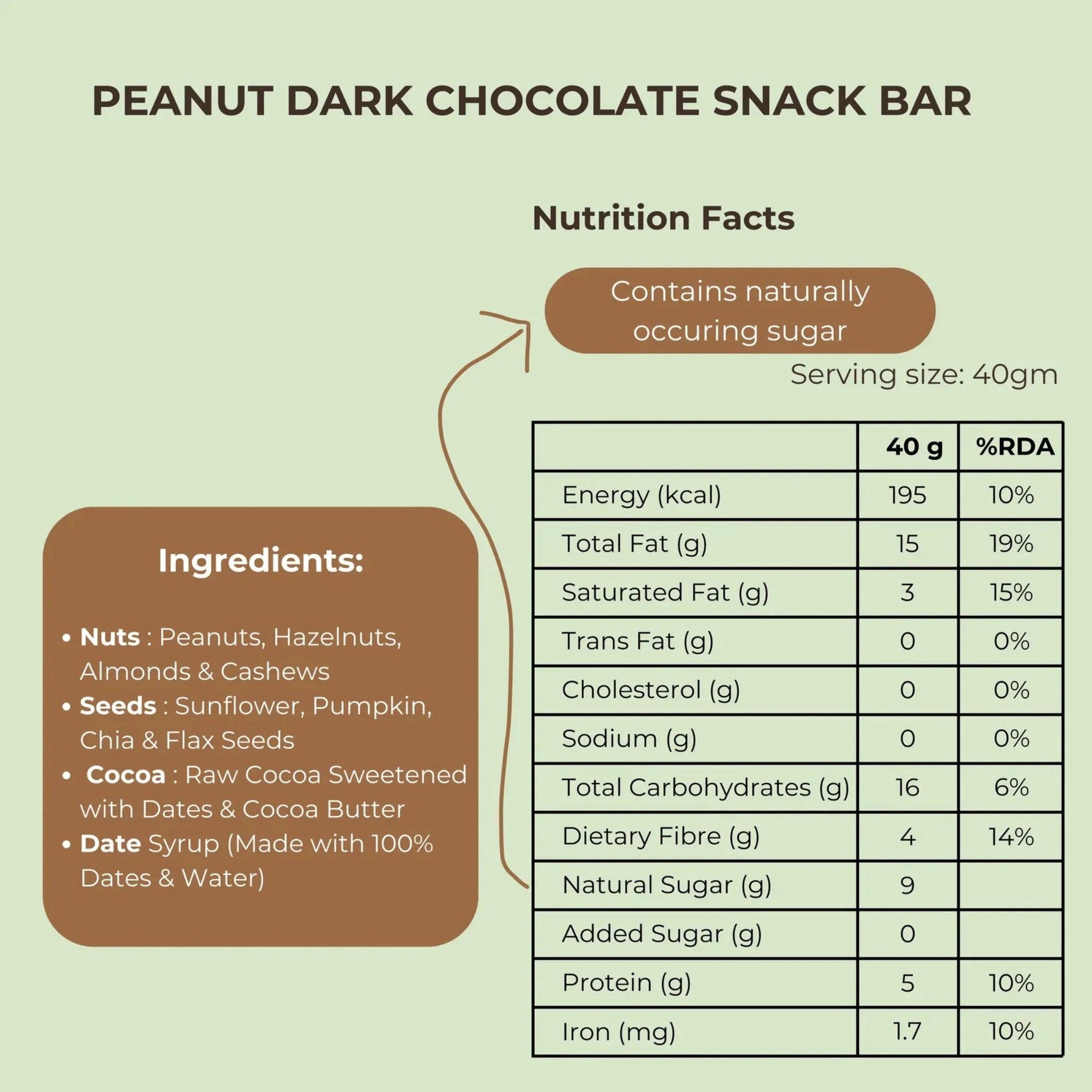 NOTHING SILLY PEANUT DARK CHOCOLATE SNACK BAR