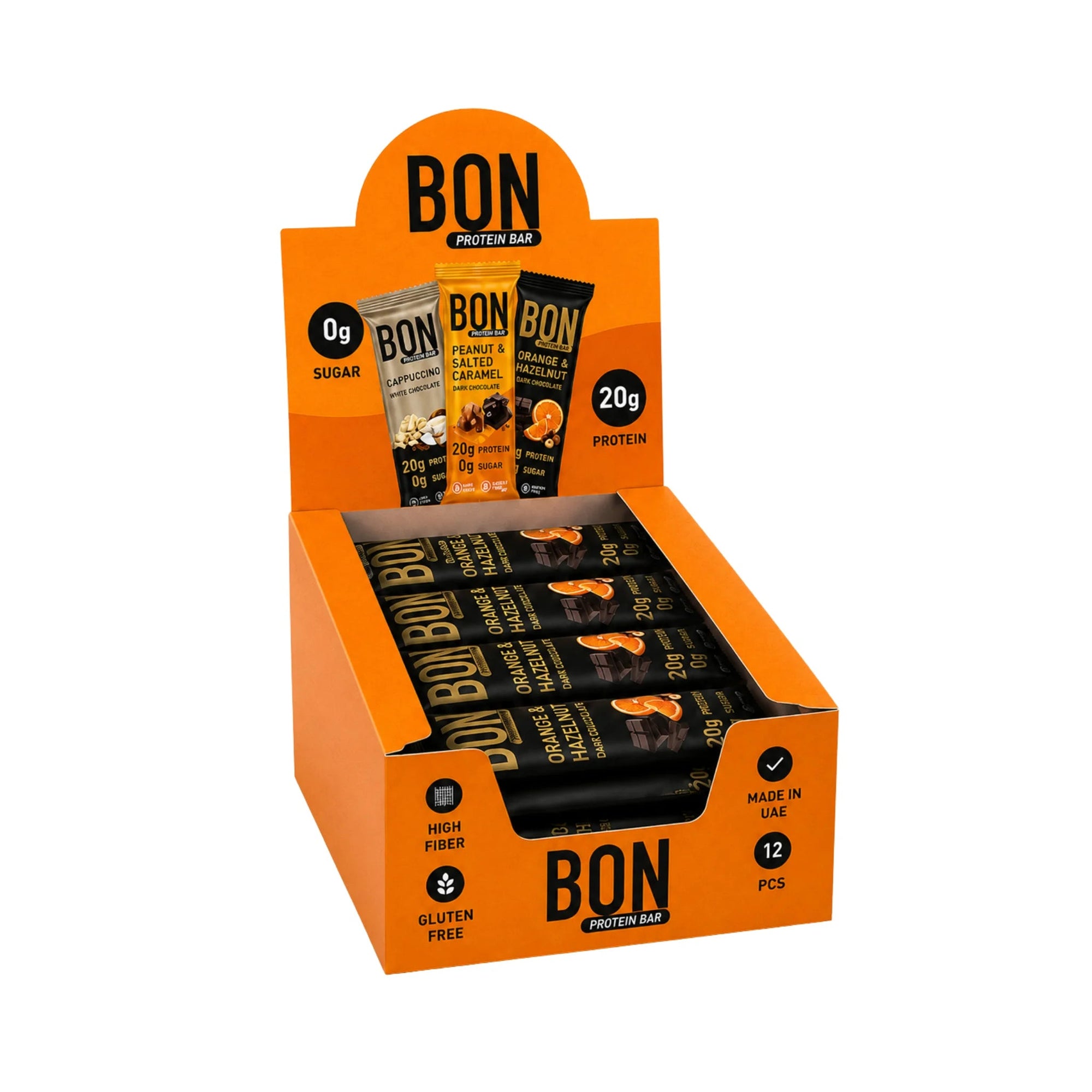 BON PROTEIN BAR - ORANGE & HAZELNUT (BOX OF 12) - SQOON