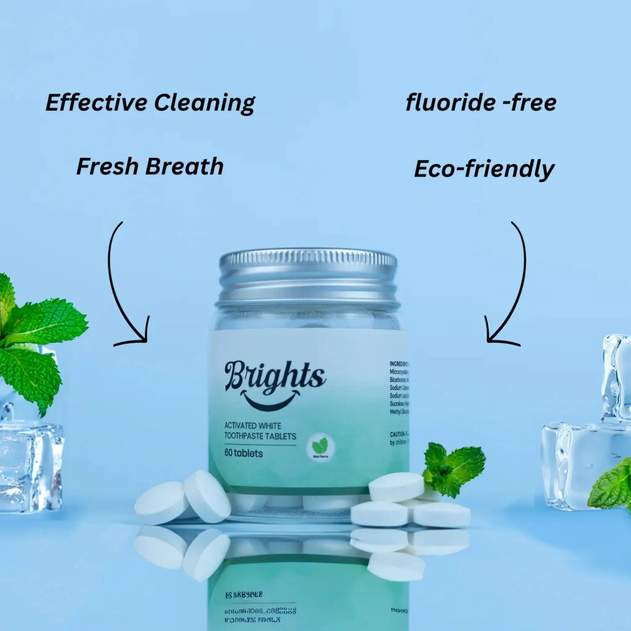 BRIGHTS Activated Mint Toothpaste Tablets | SQOON
