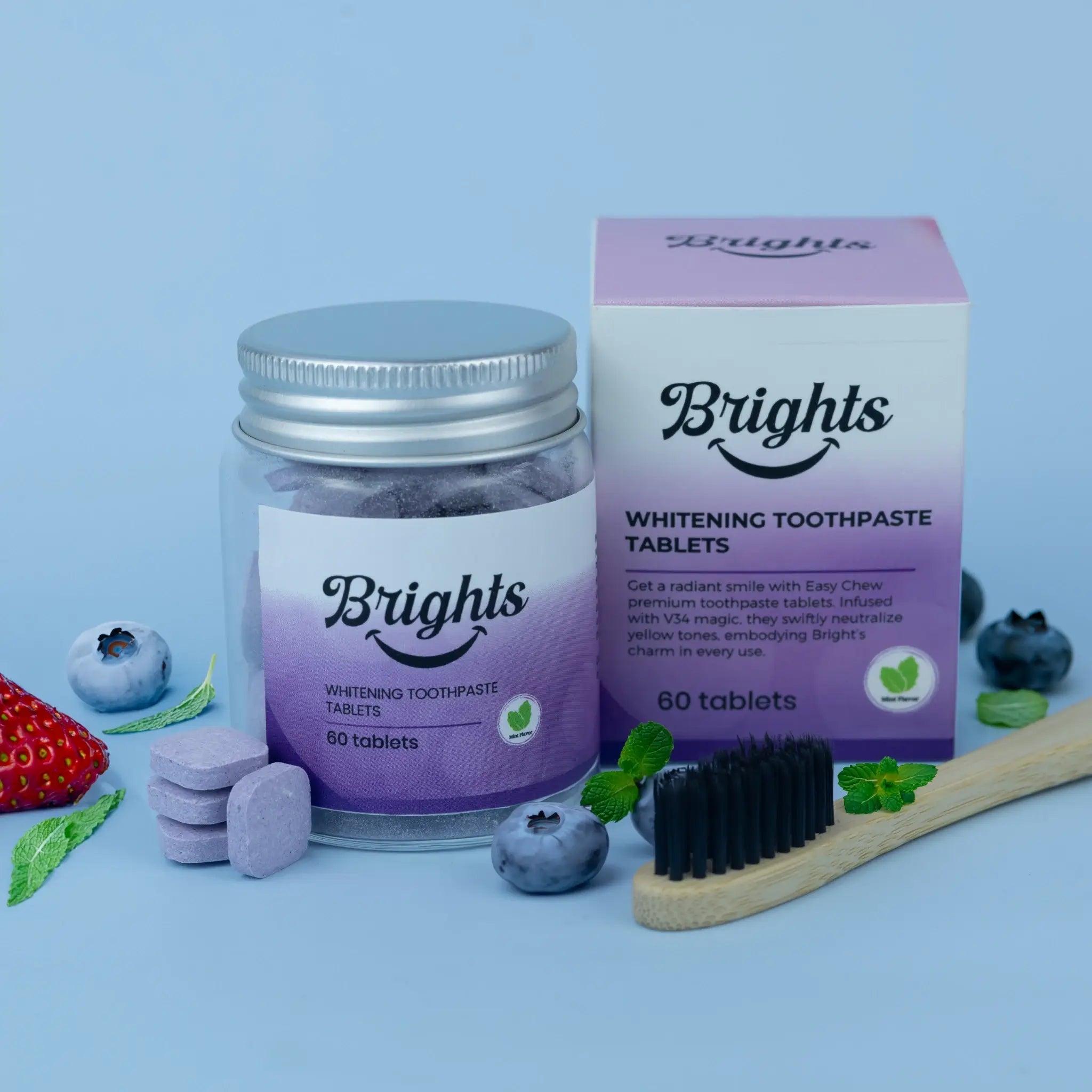 BRIGHTS Purple Mint Whitening Toothpaste Tablets | SQOON
