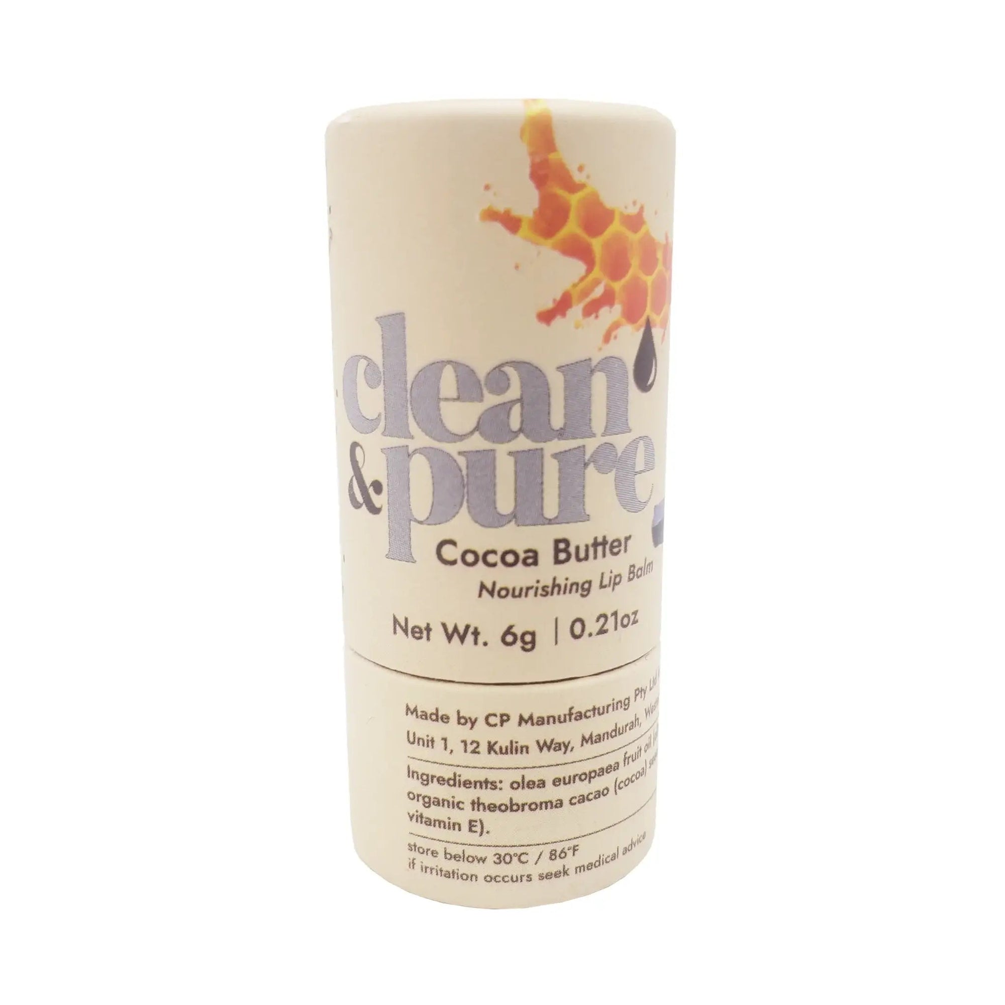 CLEAN & PURE GPF LIP BALM - COCOA BUTTER - SQOON