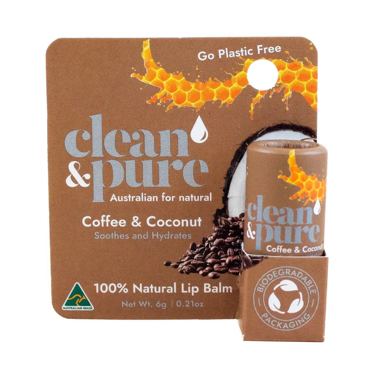 CLEAN & PURE GPF LIP BALM - COFFEE & COCONUT - SQOON