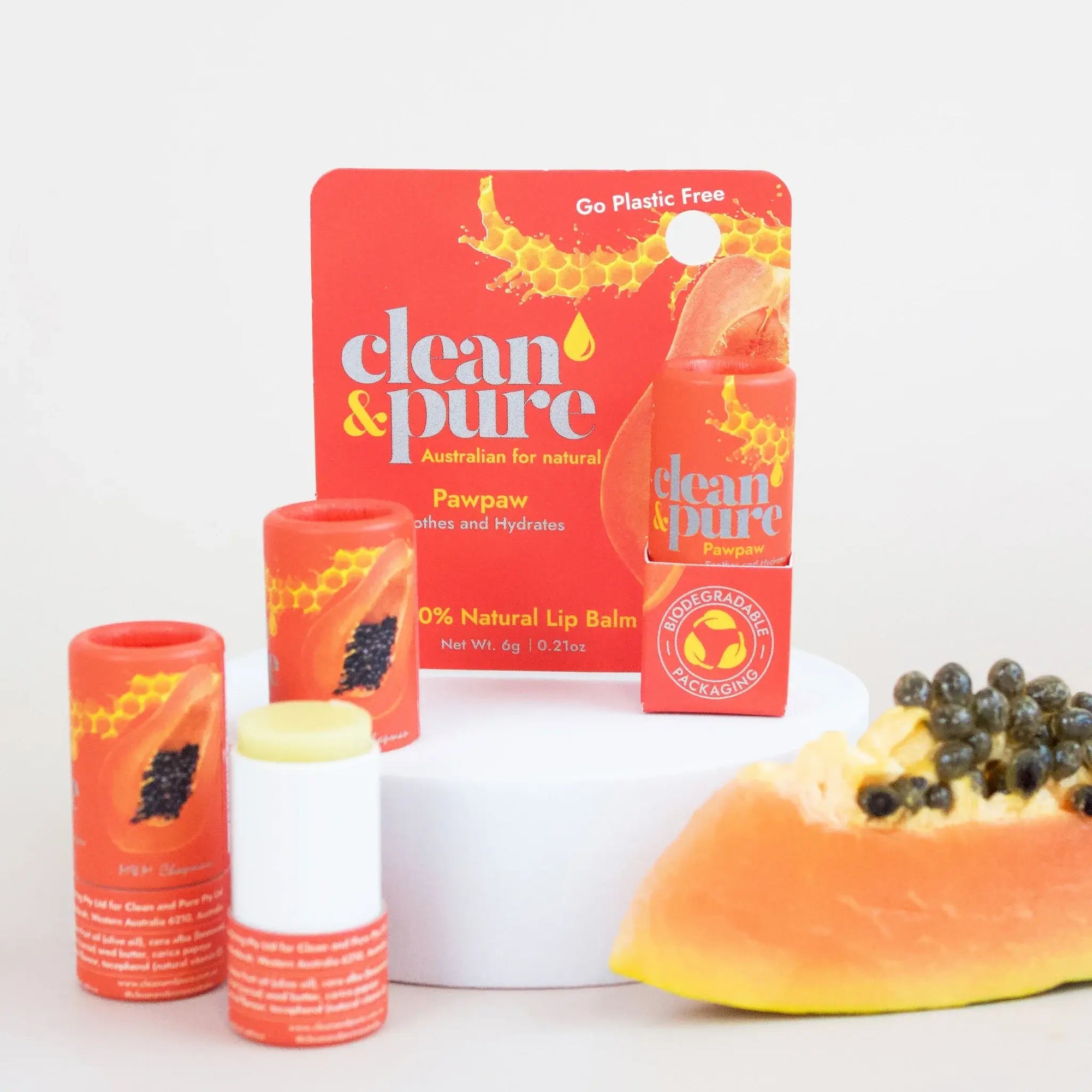 CLEAN & PURE GPF LIP BALM - PAWPAW - SQOON
