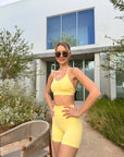 DUNIQ BIKE SHORTS (HIGH - WAISTED) - LIGHT YELLOW - SQOON