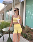 DUNIQ BIKE SHORTS (HIGH - WAISTED) - LIGHT YELLOW - SQOON