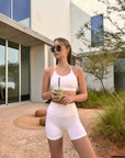 DUNIQ BIKE SHORTS (HIGH - WAISTED) - WHITE - SQOON
