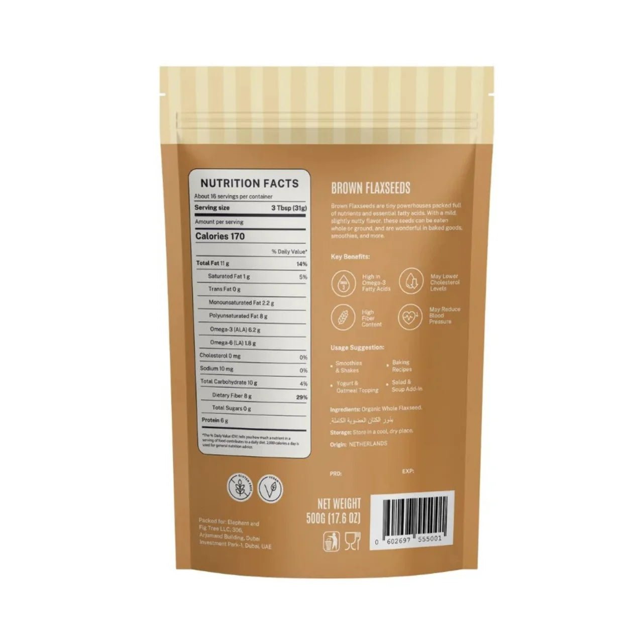 ELEPHANT & FIG TREE BROWN FLAXSEEDS (500g) - SQOON