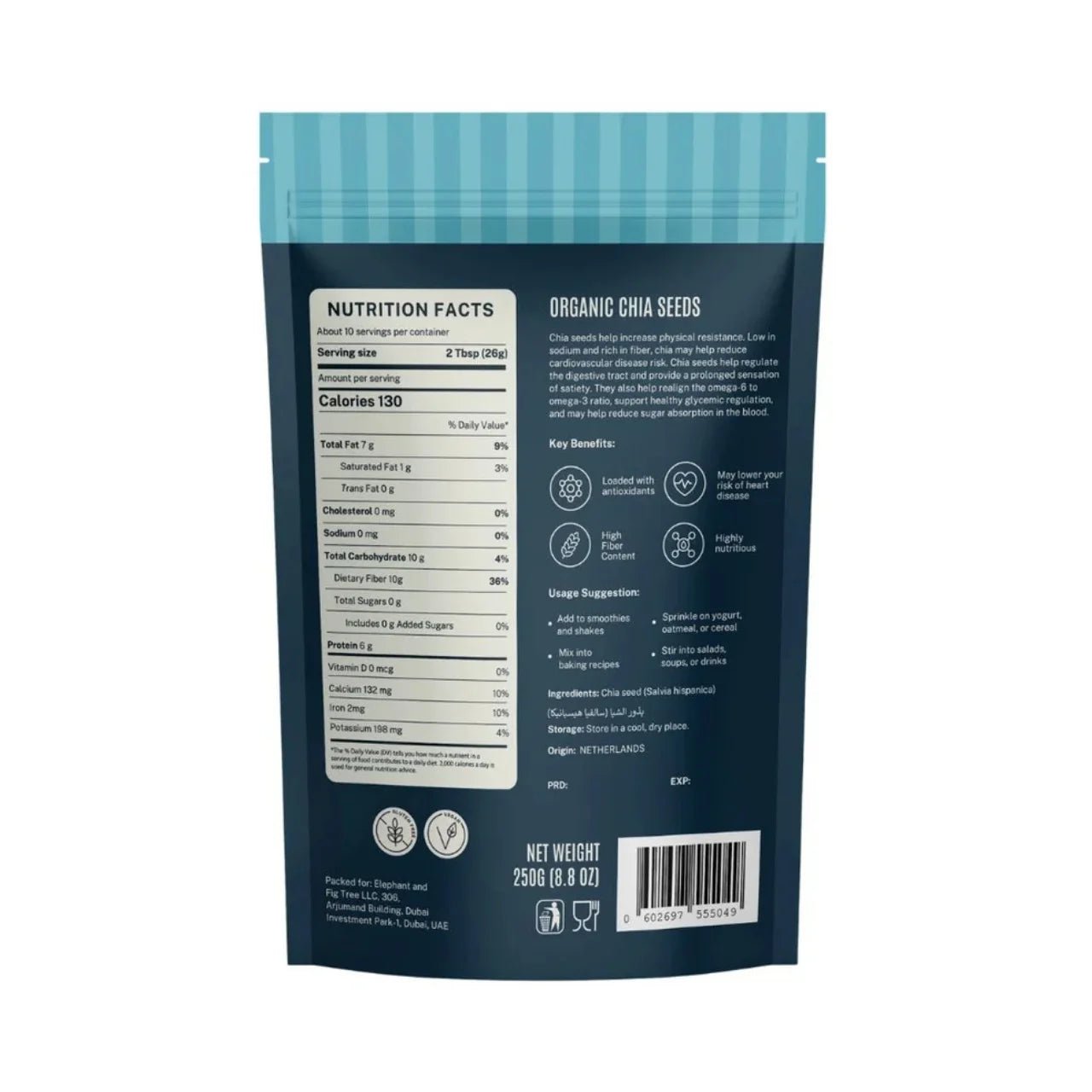 ELEPHANT & FIG TREE ORGANIC CHIA SEEDS (250g) - SQOON