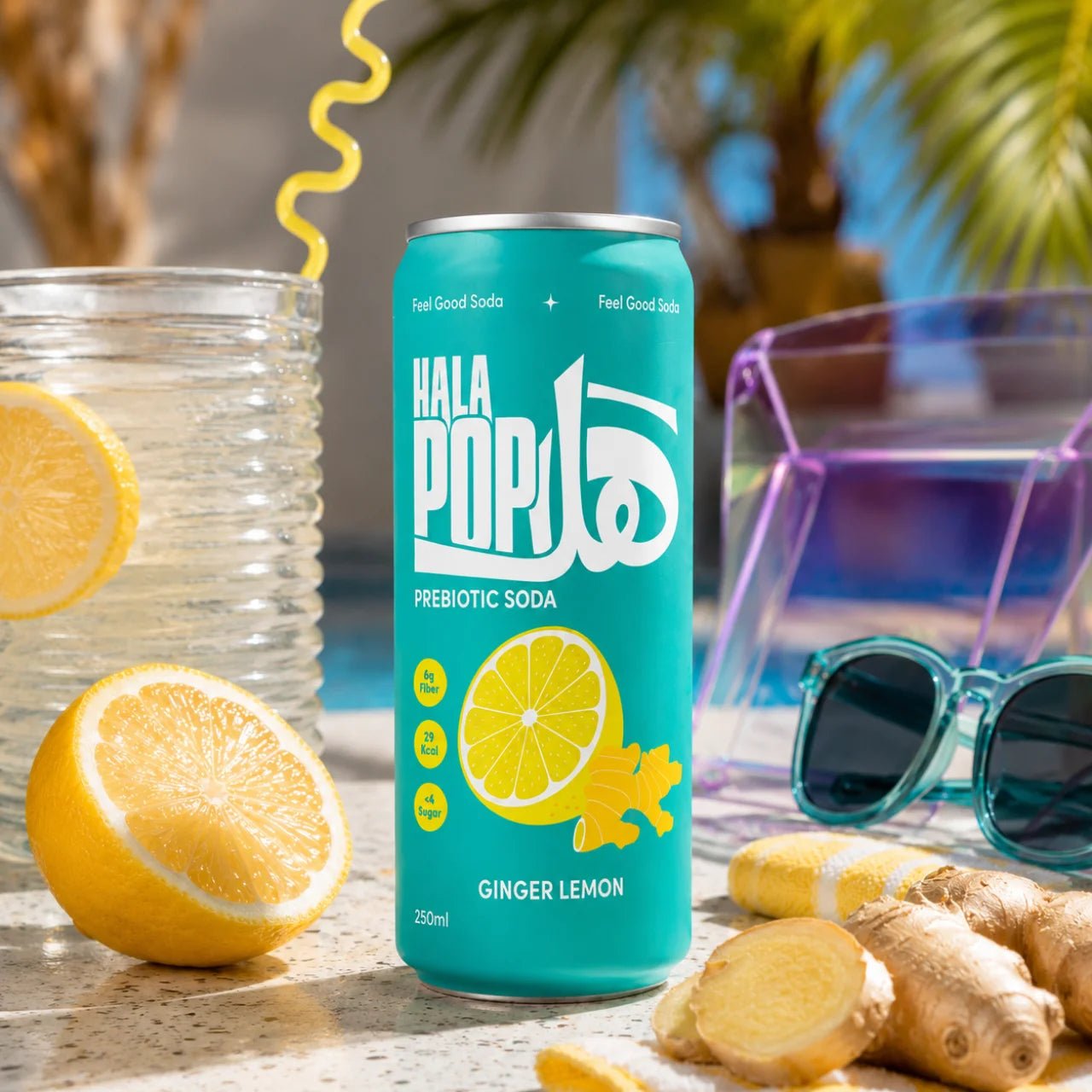 HALAPOP PREBIOTIC SODA - GINGER LEMON (250ml) - SQOON
