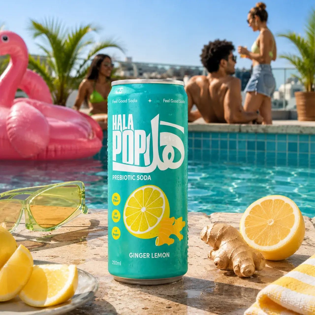 HALAPOP PREBIOTIC SODA - GINGER LEMON (250ml) - SQOON