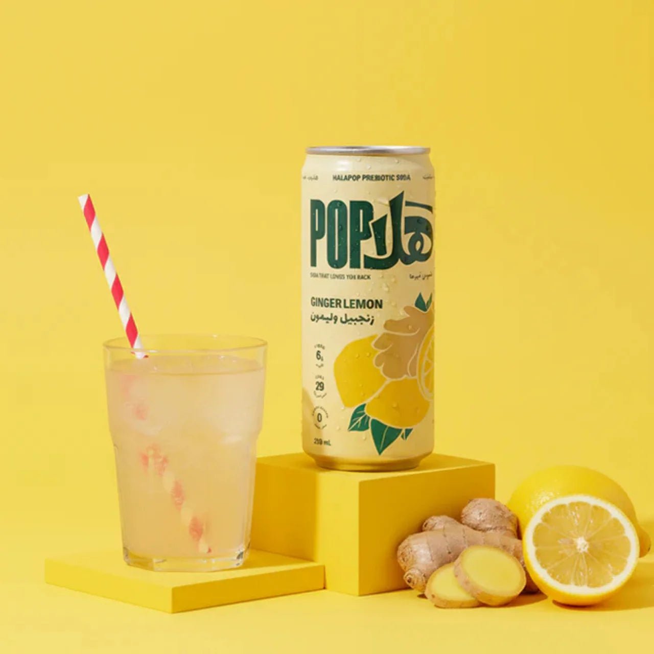 HALAPOP PREBIOTIC SODA - GINGER LEMON (250ml) - SQOON