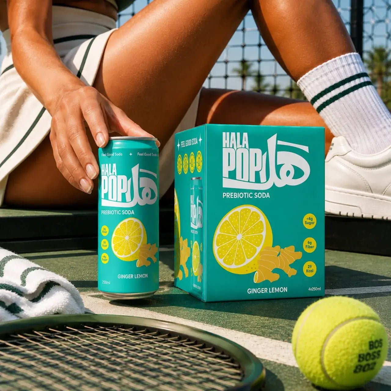 HALAPOP PREBIOTIC SODA - GINGER LEMON (4x 250ml PACK) - SQOON
