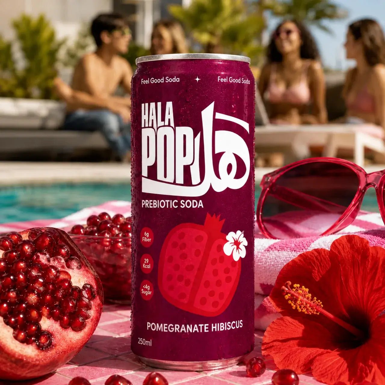 HALAPOP PREBIOTIC SODA - POMEGRANATE HIBISCUS (250ml) - SQOON