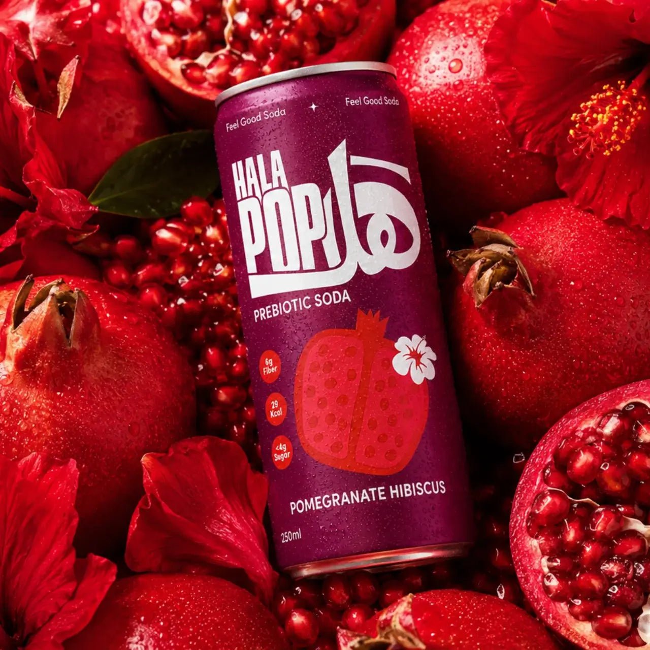 HALAPOP PREBIOTIC SODA - POMEGRANATE HIBISCUS (250ml) - SQOON
