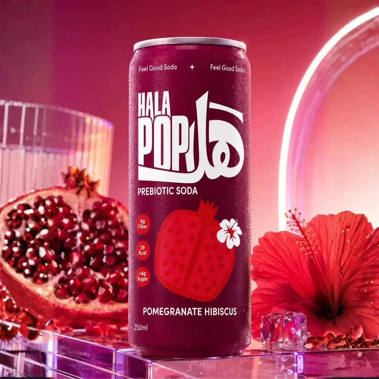HALAPOP PREBIOTIC SODA - POMEGRANATE HIBISCUS (250ml) - SQOON