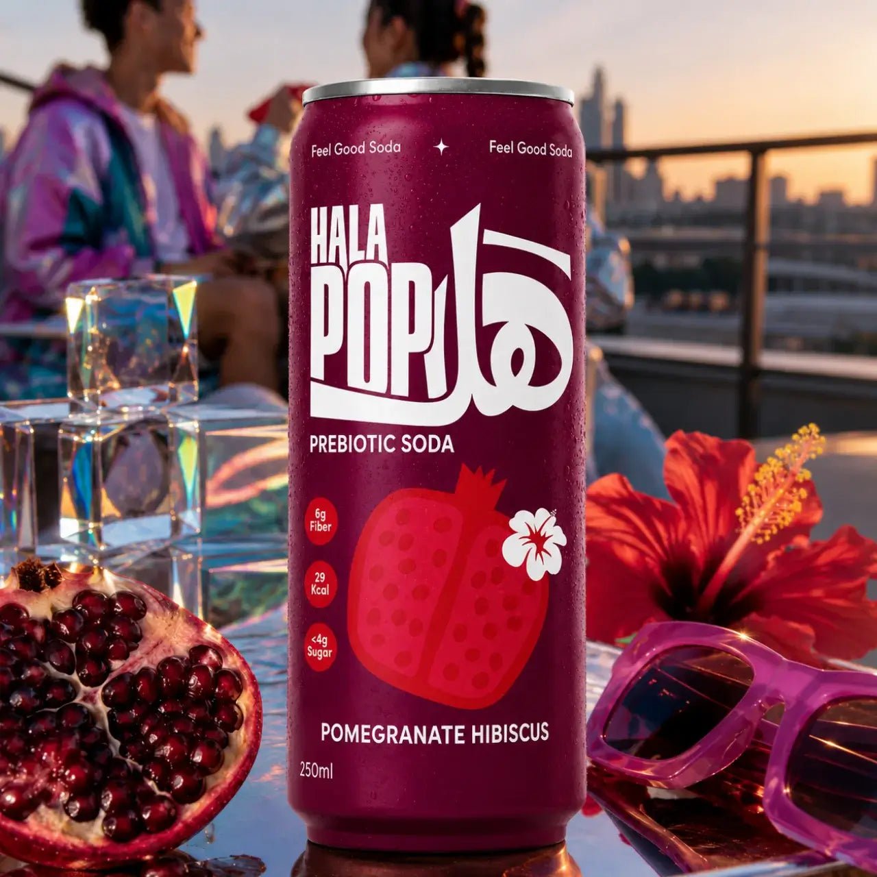 HALAPOP PREBIOTIC SODA - POMEGRANATE HIBISCUS (250ml) - SQOON