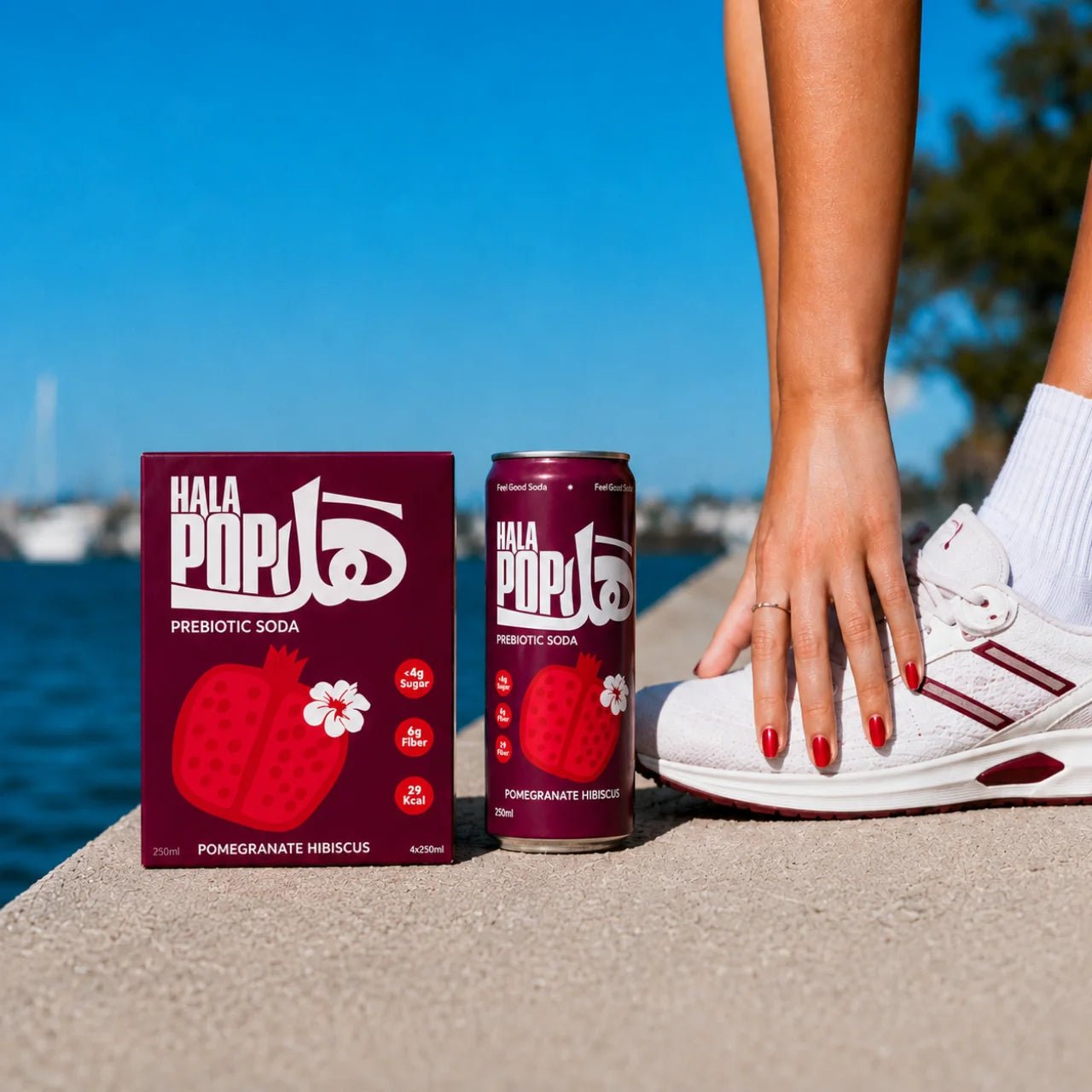 HALAPOP PREBIOTIC SODA - POMEGRANATE HIBISCUS (4X 250ml PACK) - SQOON