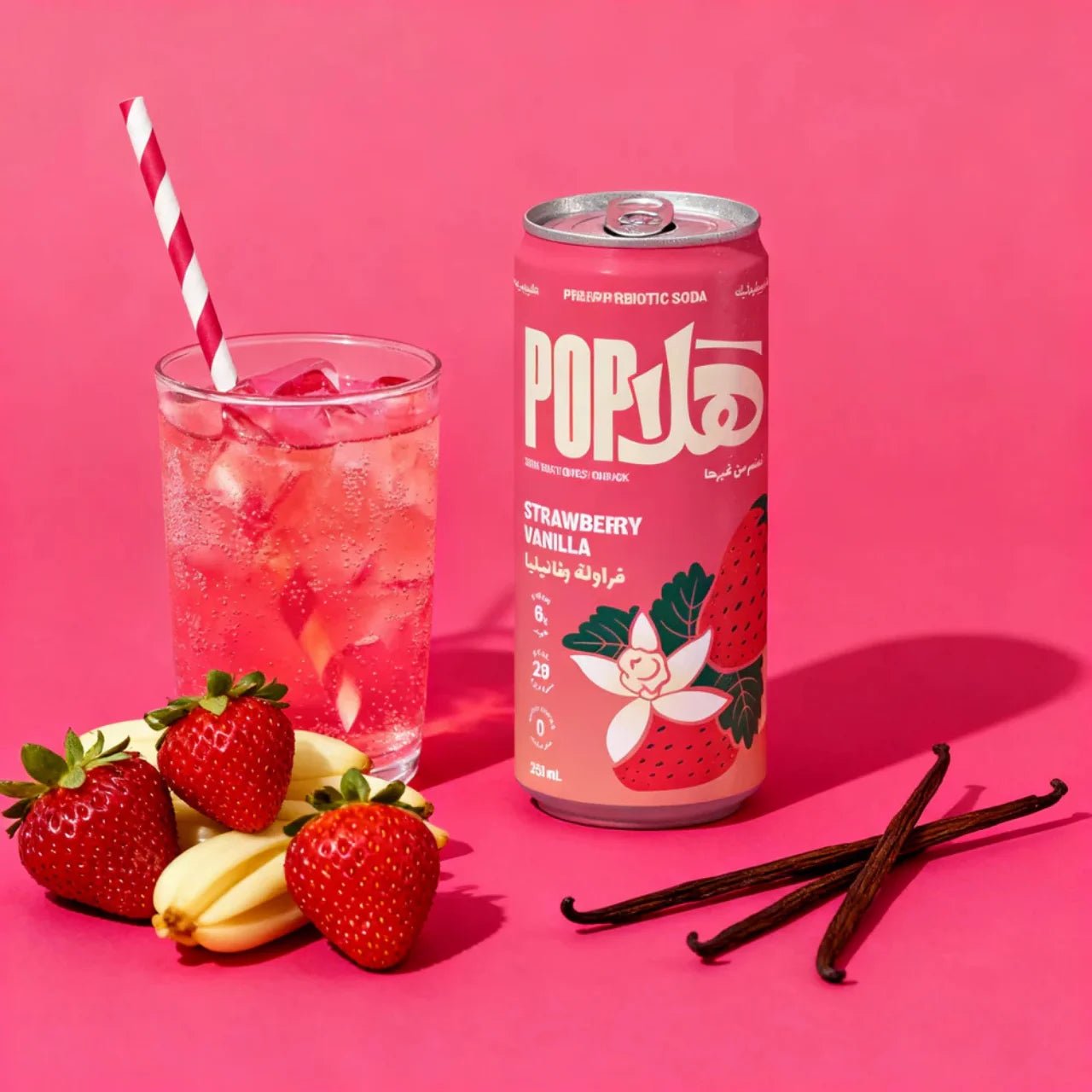 HALAPOP PREBIOTIC SODA - STRAWBERRY VANILLA (250ml) - SQOON