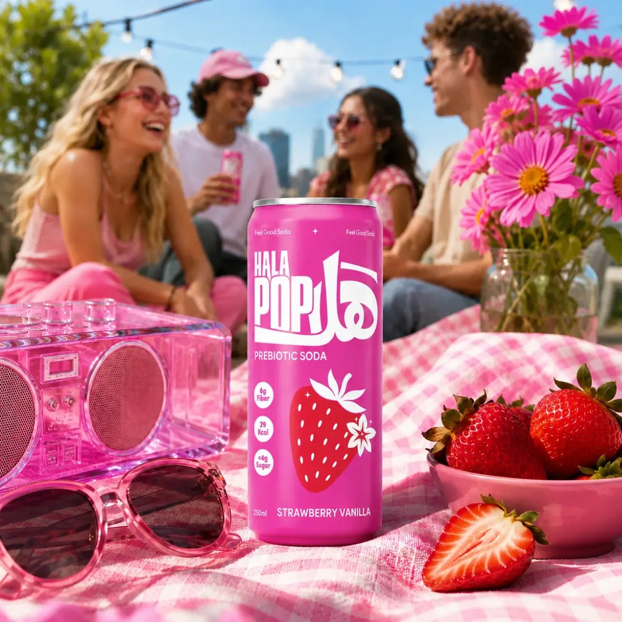HALAPOP PREBIOTIC SODA - STRAWBERRY VANILLA (250ml) - SQOON