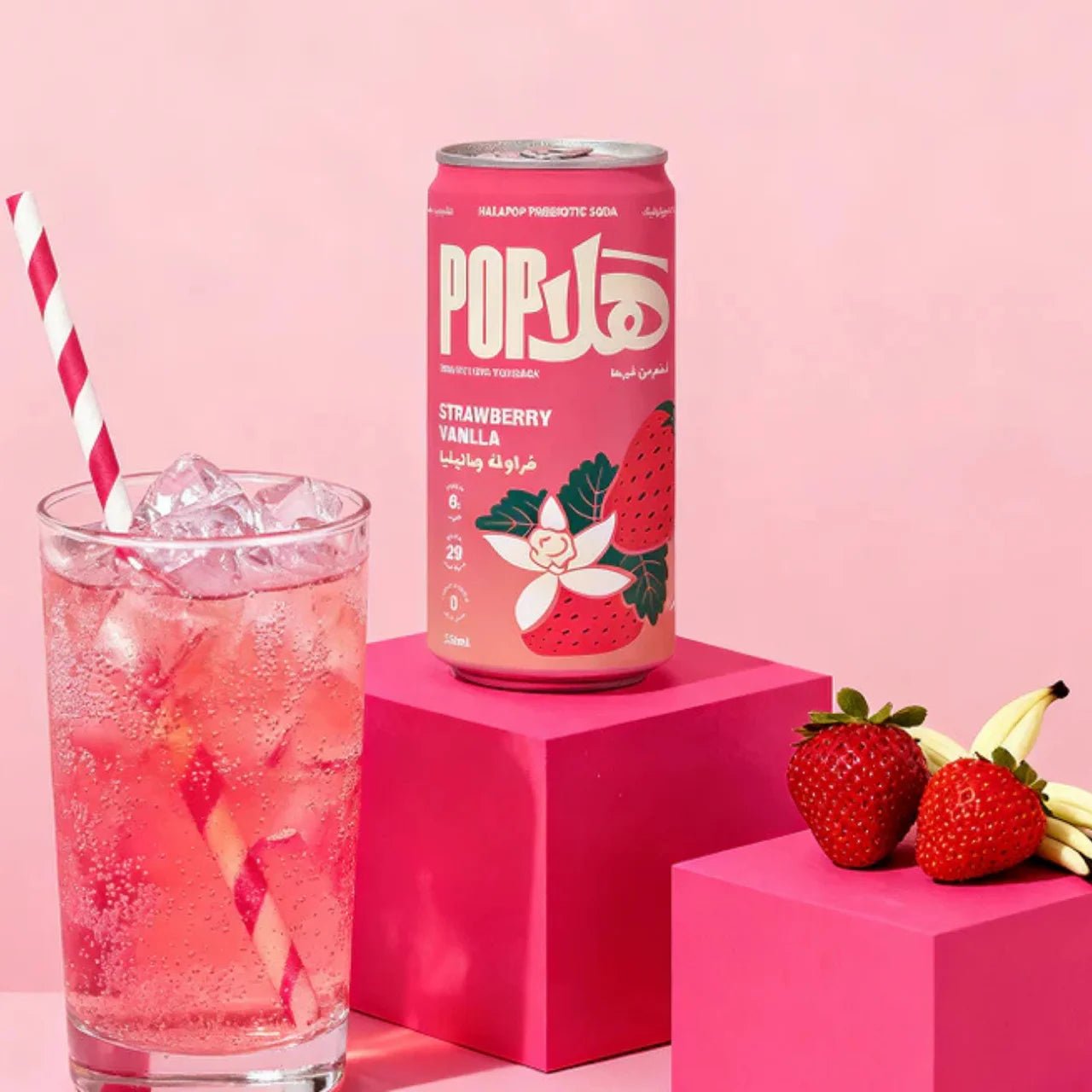 HALAPOP PREBIOTIC SODA - STRAWBERRY VANILLA (250ml) - SQOON