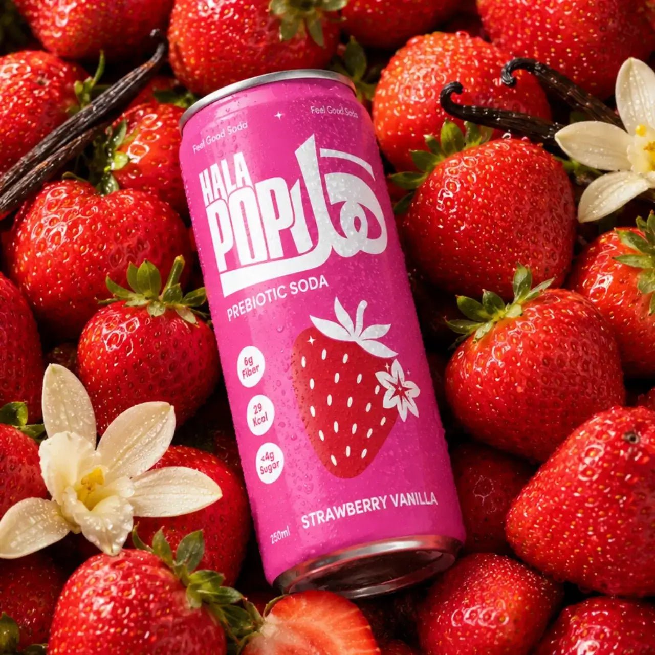 HALAPOP PREBIOTIC SODA - STRAWBERRY VANILLA (250ml) - SQOON
