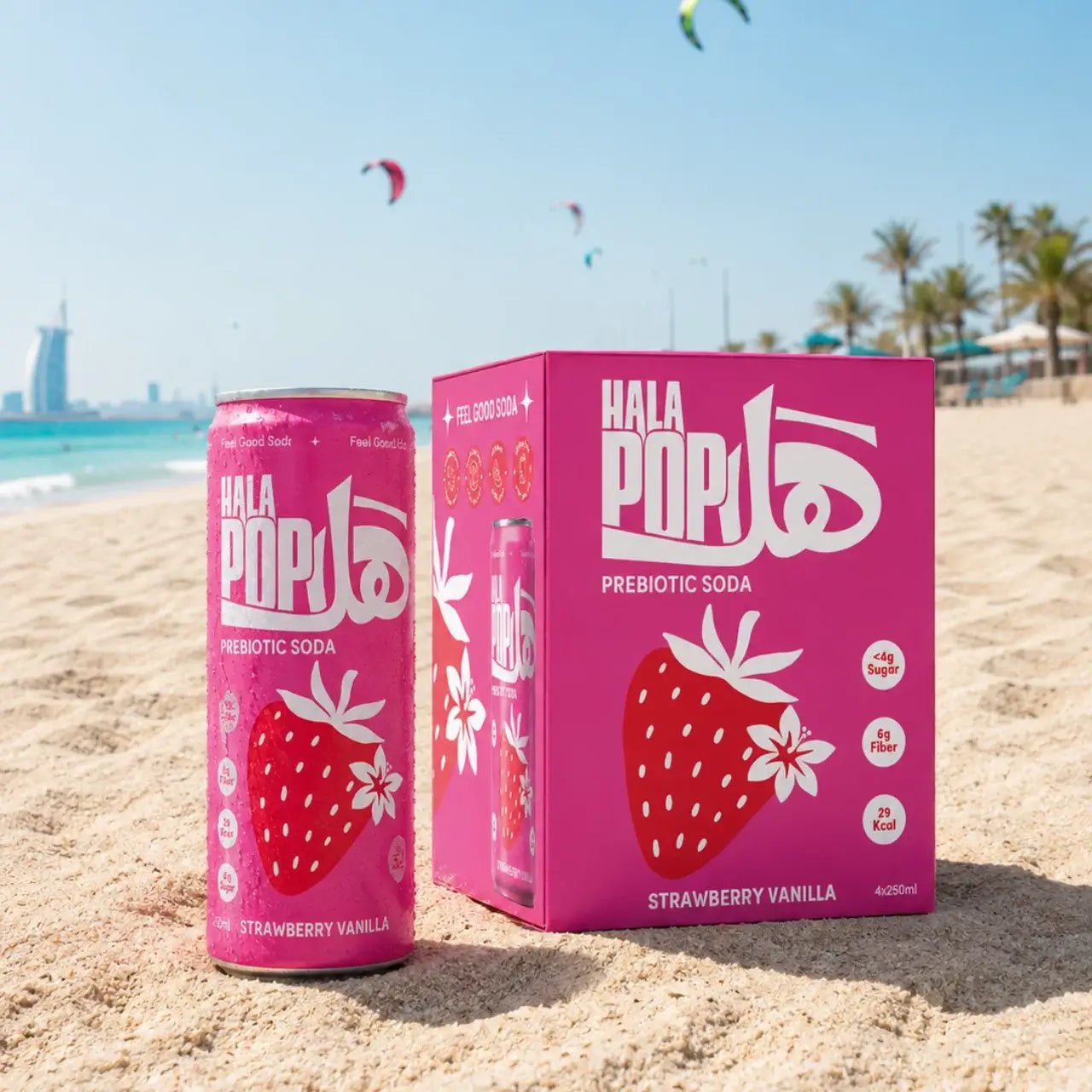 HALAPOP PREBIOTIC SODA - STRAWBERRY VANILLA (4X 250ml PACK) - SQOON
