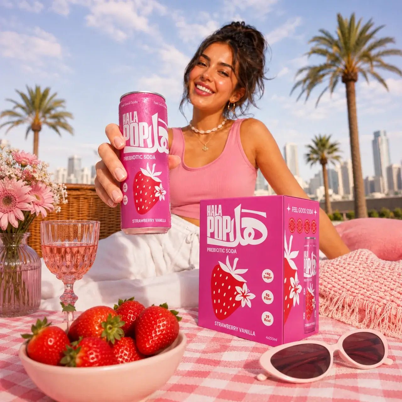 HALAPOP PREBIOTIC SODA - STRAWBERRY VANILLA (4X 250ml PACK) - SQOON