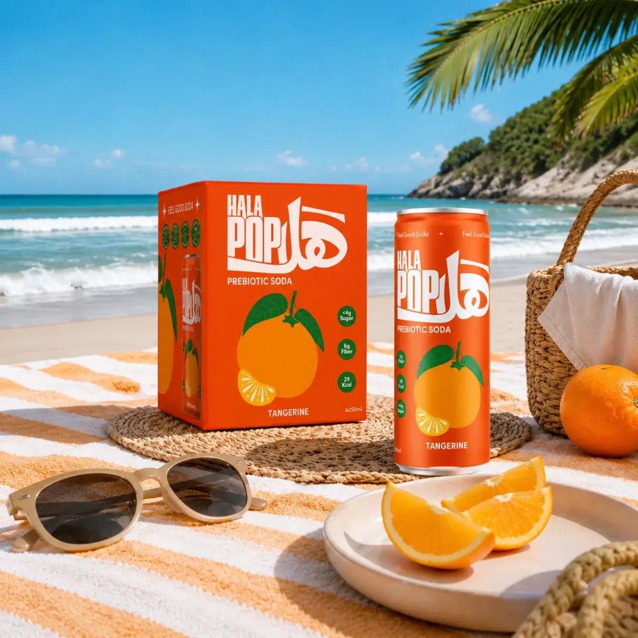 HALAPOP PREBIOTIC SODA - TANGERINE (4x 250ml PACK) - SQOON