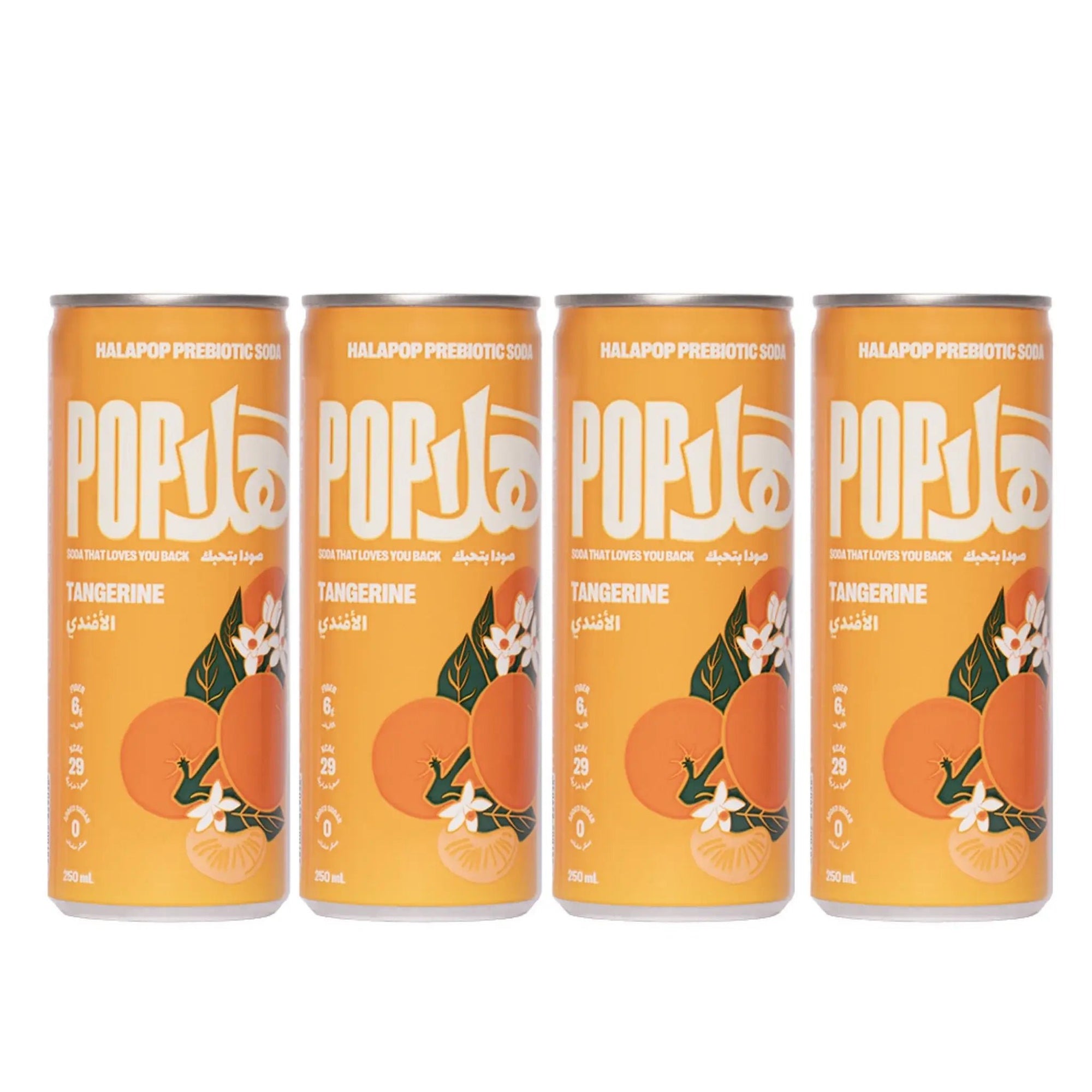 HALAPOP PREBIOTIC SODA - TANGERINE (4x 250ml PACK) - SQOON