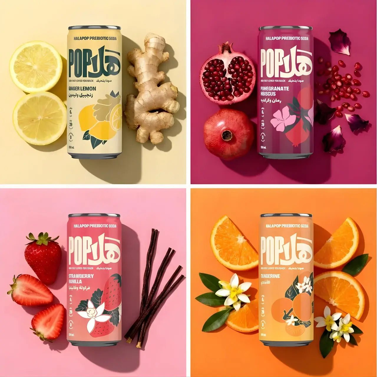 HALAPOP PREBIOTIC SODA - VARIETY PACK (4x 250ml) - SQOON