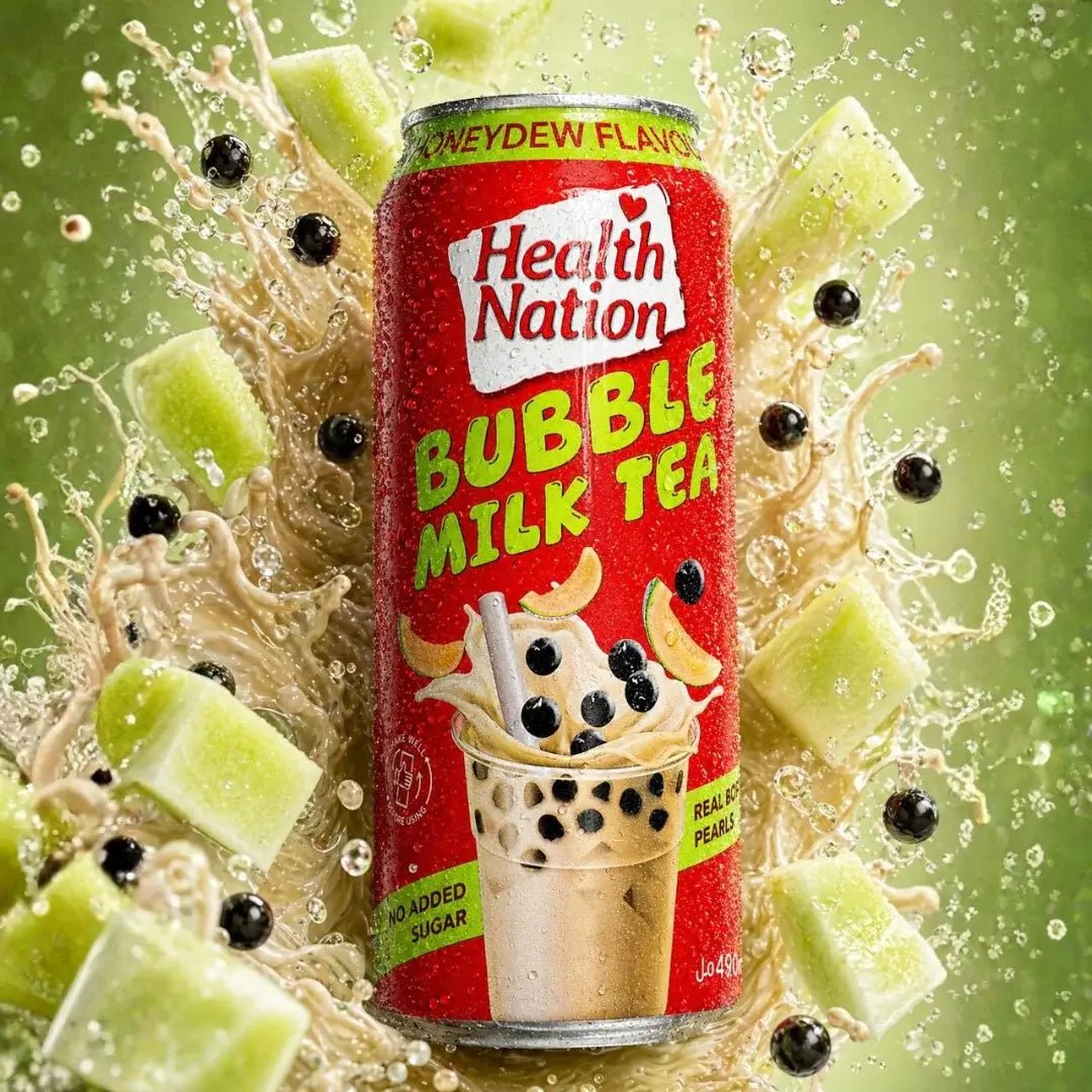 HEALTH NATION BUBBLE MILK TEA - HONEYDEW FLAVOUR (490ml) - SQOON