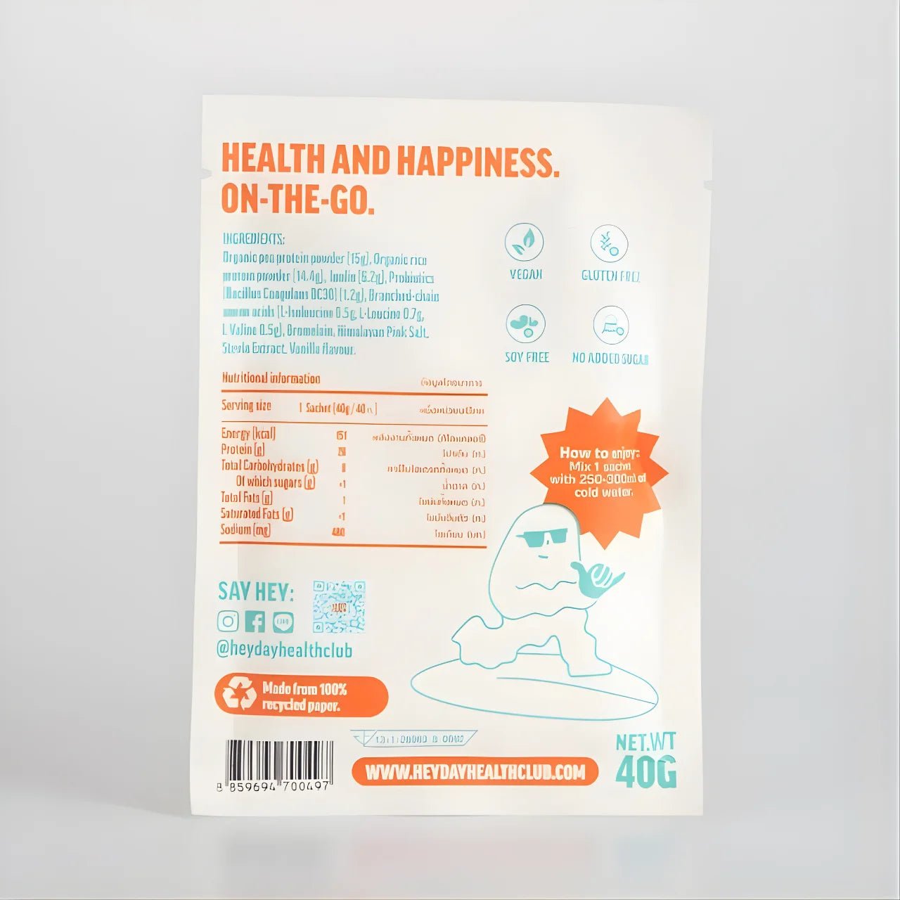 HEYDAY SHAKE MY DAY PROTEIN – VANILLA ICE CREAM FLAVOR (40g SACHET) - SQOON