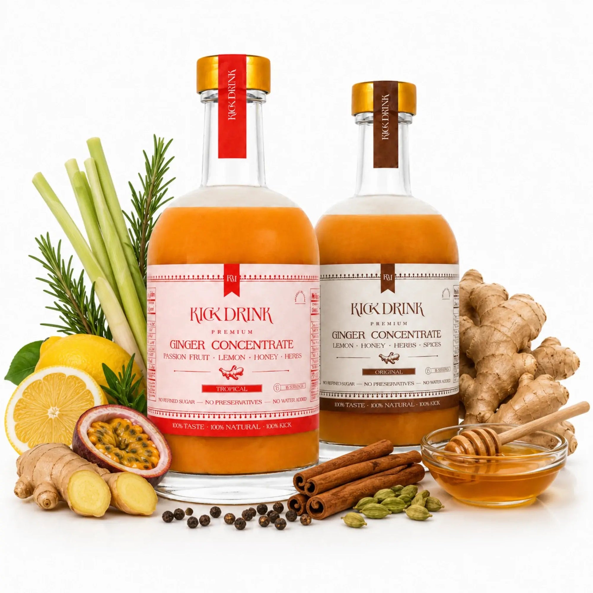 KICK DRINK - ORIGINAL & TROPICAL FLAVORS BUNDLE (2x 500ML) - SQOON