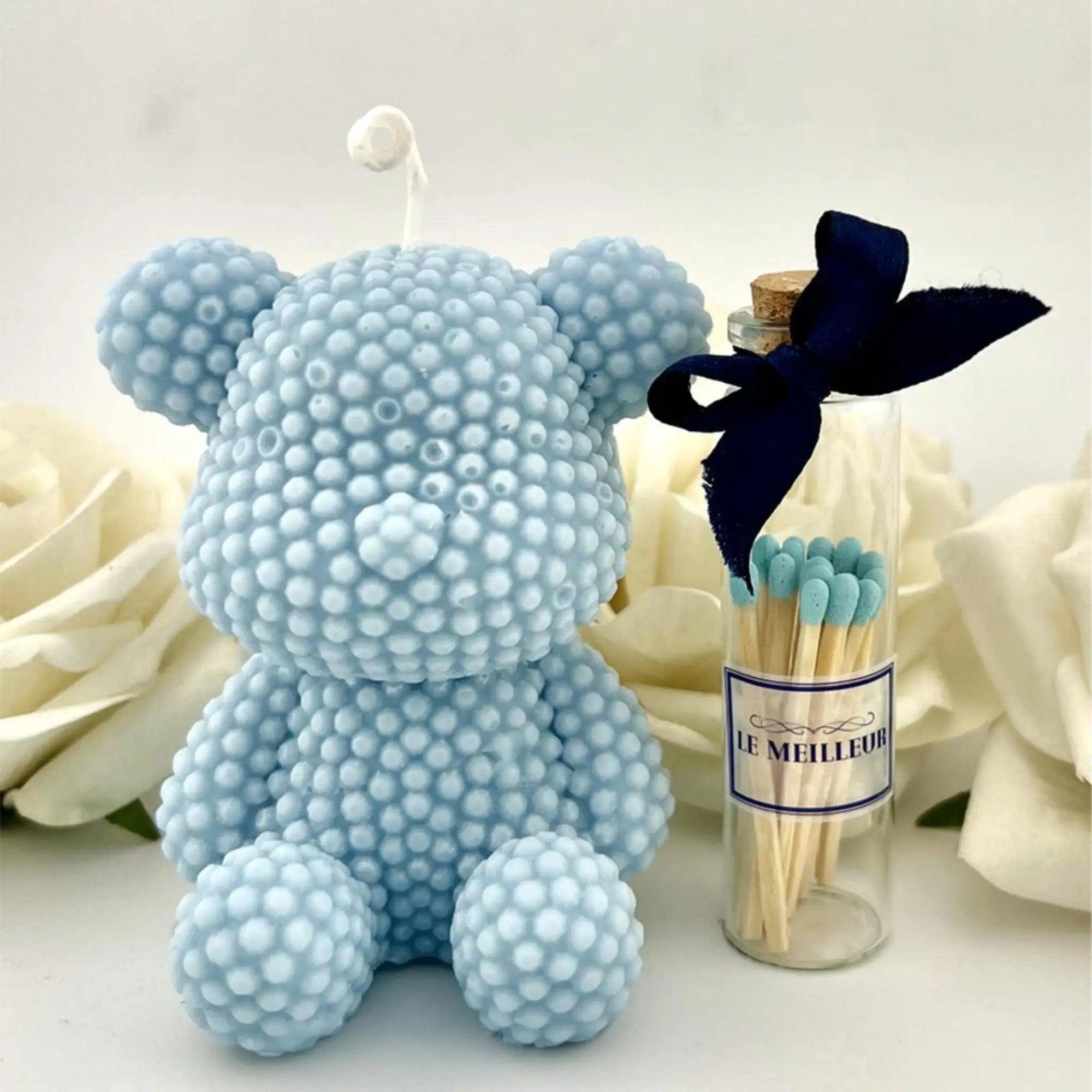 LE MEILLEUR BLUE TEDDY SCENTED CANDLE WITH MATCHES - SQOON