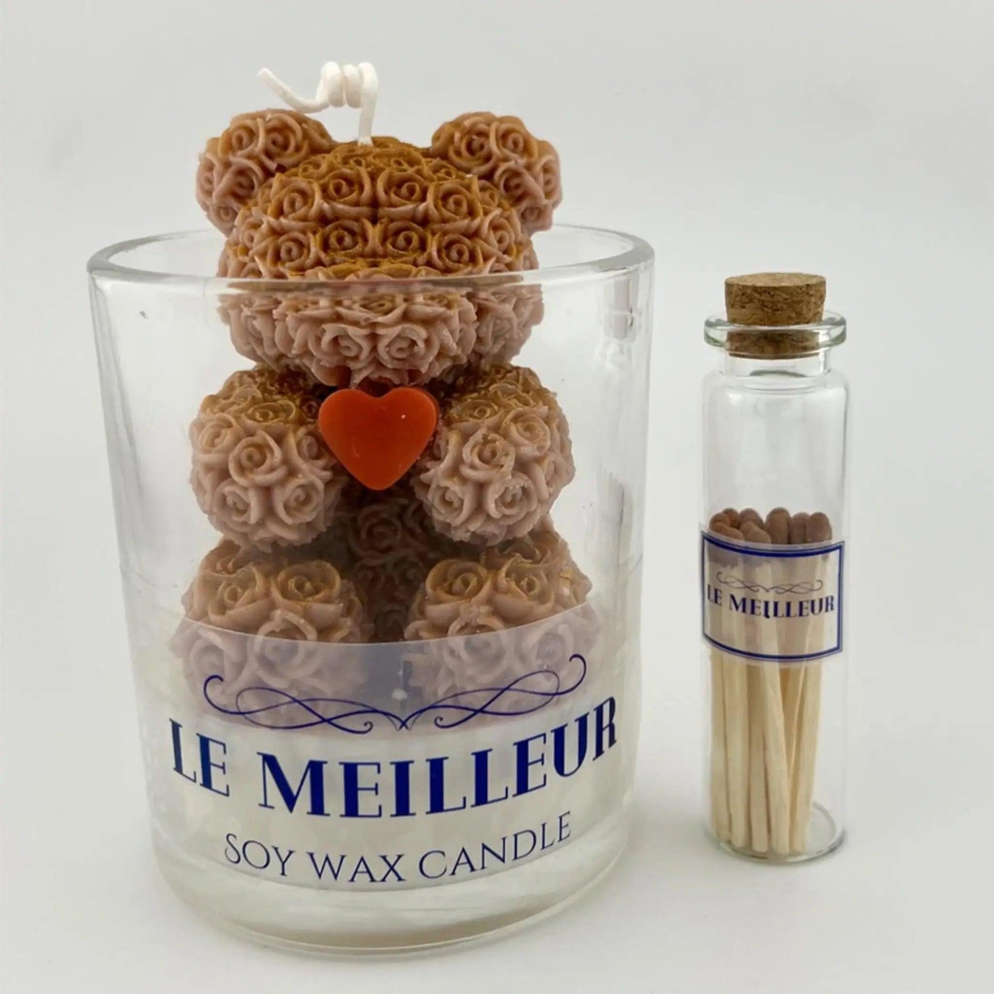 LE MEILLEUR BROWN TEDDY IN A JAR SCENTED CANDLE WITH MATCHES - SQOON