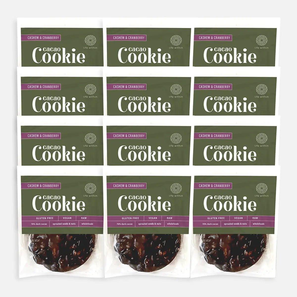LIFE WITHIN CASHEW & CRANBERRY CACAO COOKIES - PACK OF 12 - SQOON