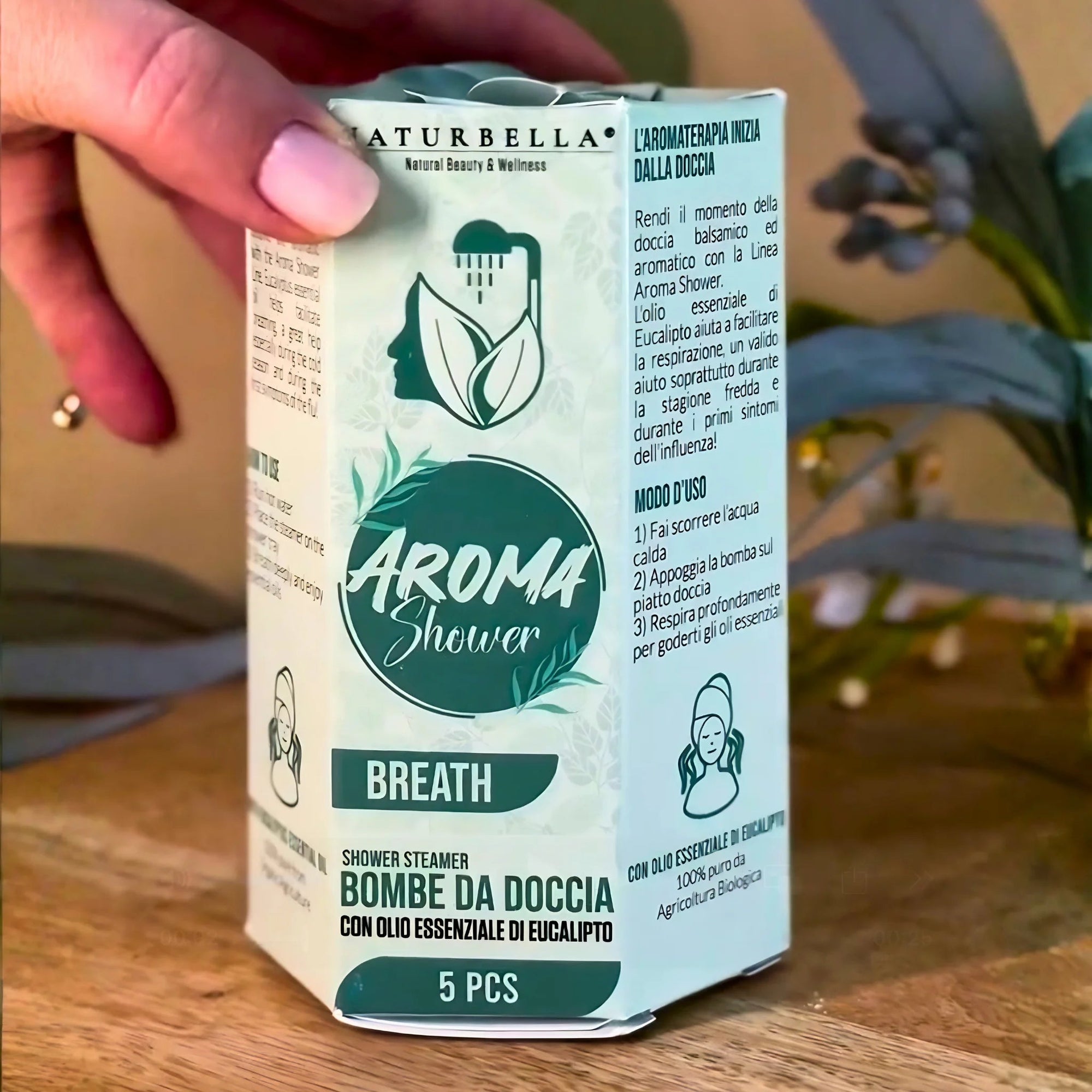 NATURBELLA SHOWER BOMB - EUCALYPTUS (5 pcs) - SQOON