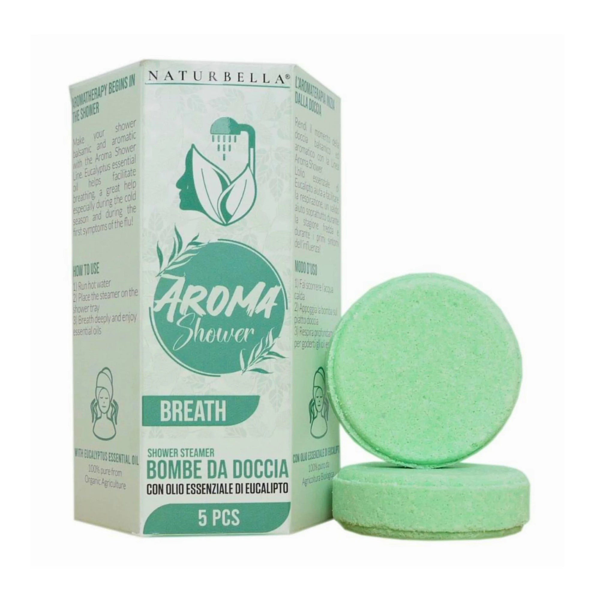 NATURBELLA SHOWER BOMB - EUCALYPTUS (5 pcs) - SQOON